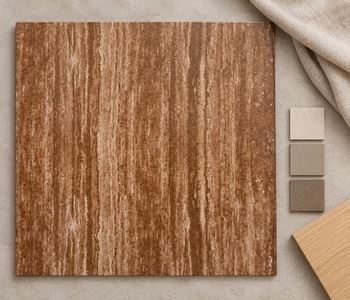 Copper Brown Veined Travertine Effect Tile