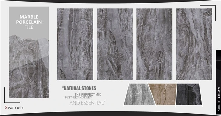 Dark Grey Marble Effect Porcelain Tiles
